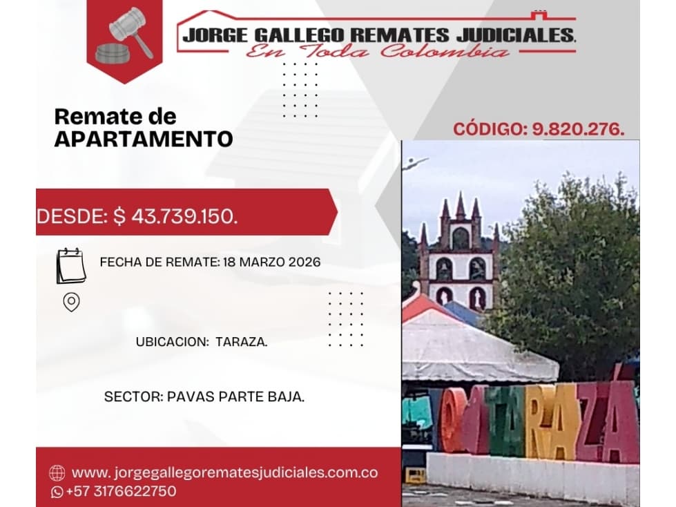 Remate*Apto* TARAZA BARRIO PAVAS PARTE BAJA. - 1