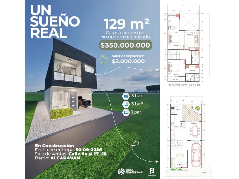 VENTA CASA SOBRE PLANOS ACACIAS META - 1