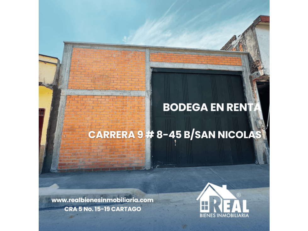 ARRENDAMIENTO BODEGA SAN NICOLAS CARTAGO VALLE - 1