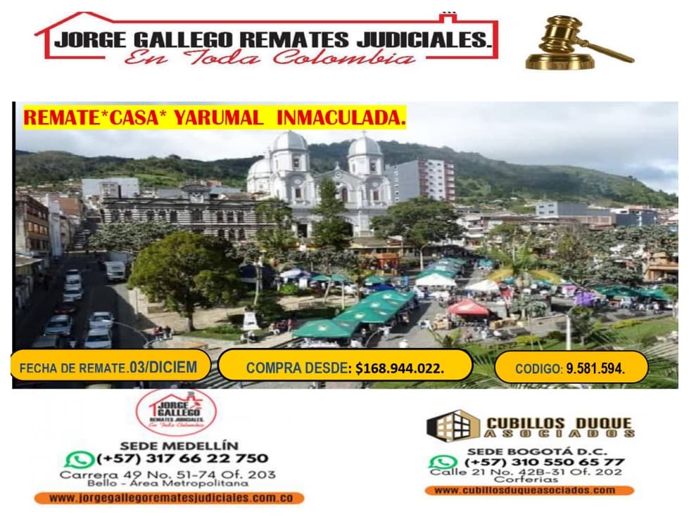 REMATE*CASA * YARUMAL BARRIO LA INMACULADA. - 1