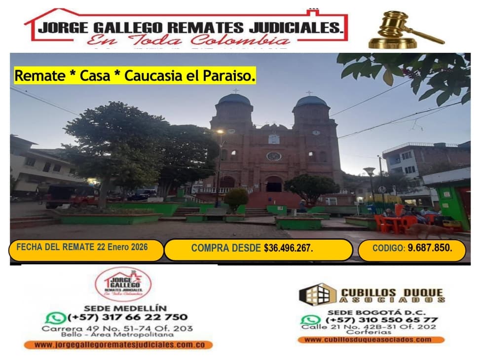 Remate *APTO* Caucasia,Barrio el Paraiso. - 1