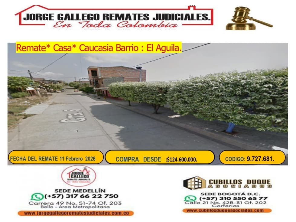 Remate* Casa* Caucasia Barrio El Aguila. - 1