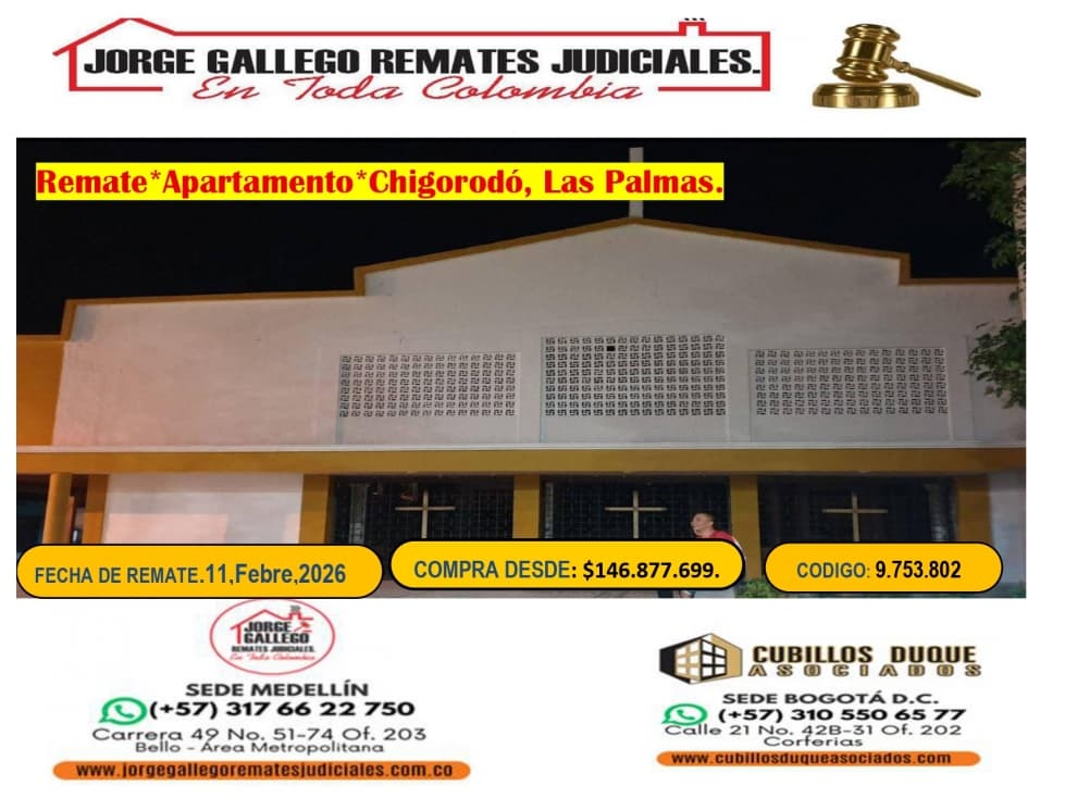 Remate*Apto* chigorodo las palmas. - 1
