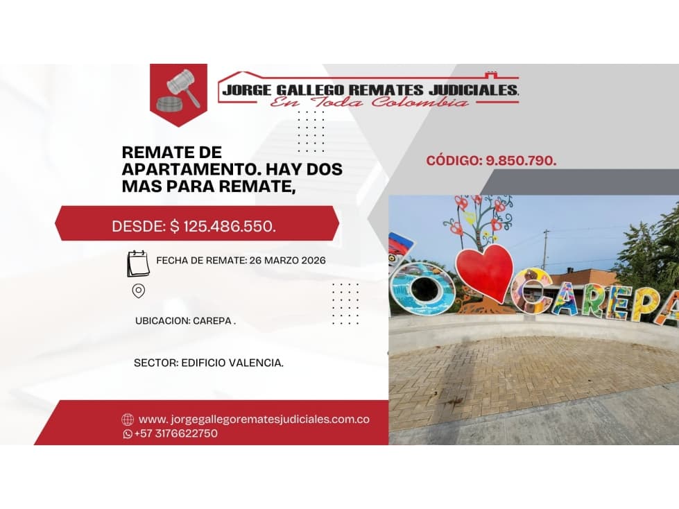 Remate*Apto* CAREPA EDIFICIO VALENCIA. HAY DOS REMATES MAS. - 1