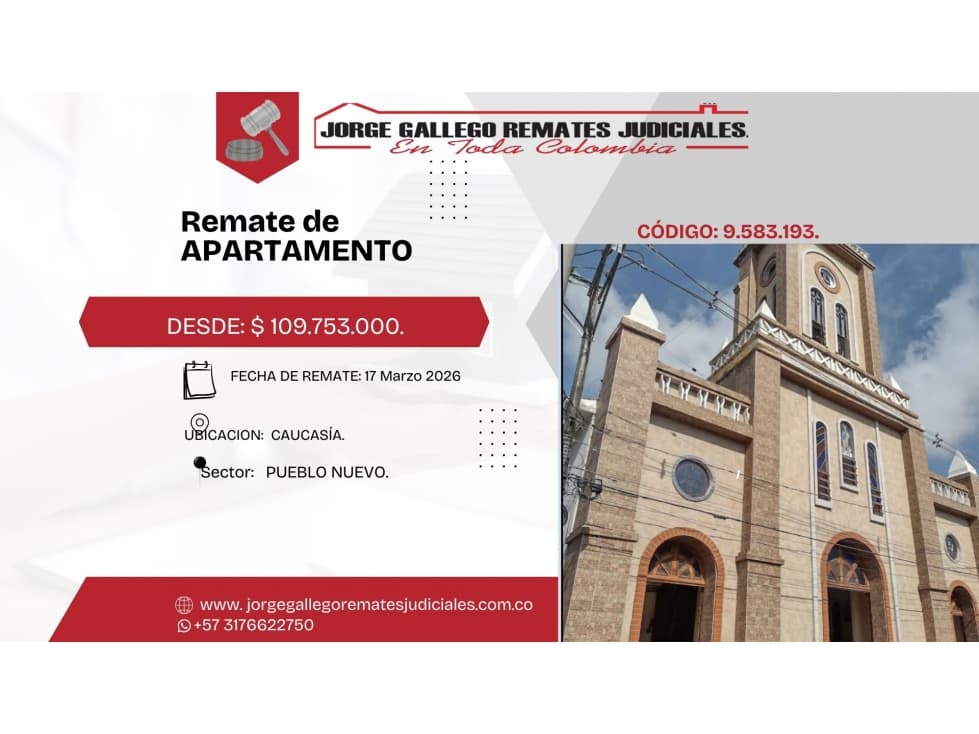 REMATE *APTO* CAUCASIA PUEBLO NUEVO. - 1