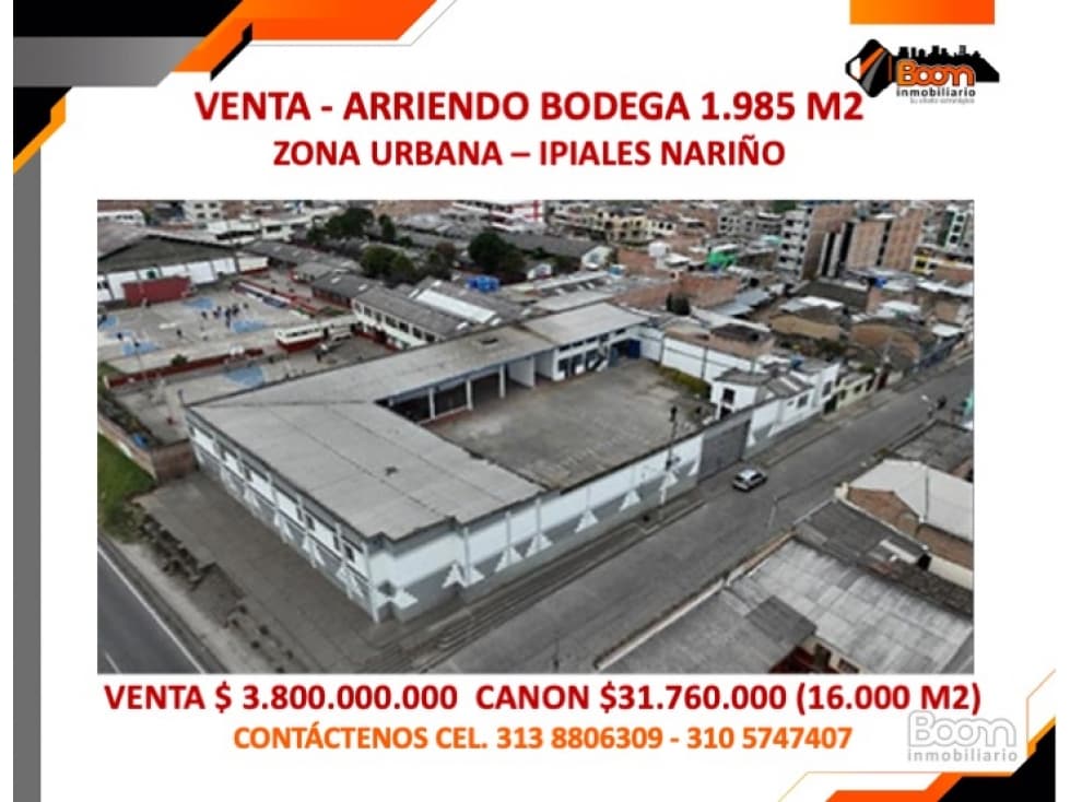 VENTA ARRIENDO BODEGA 1.985 M2 IPIALES - 1