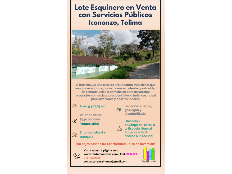 Lote Esquinero con Gran Potencial en Icononzo, Tolima - 1