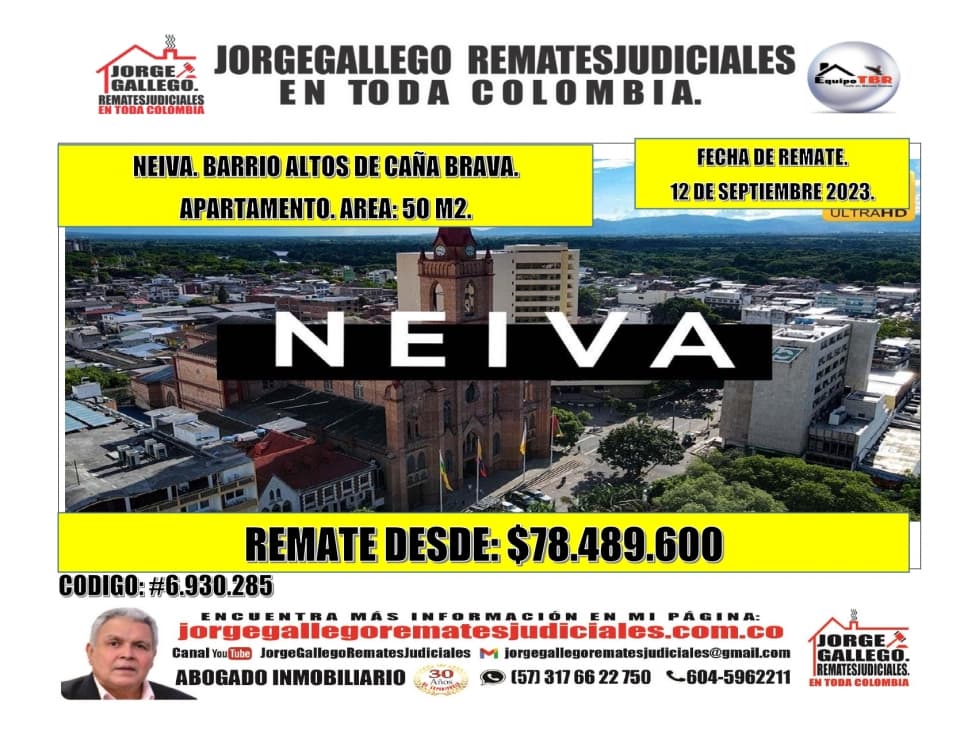 Remate. Neiva. Altos de Caña Brava. Apartamento. Area: 50M2. - 1
