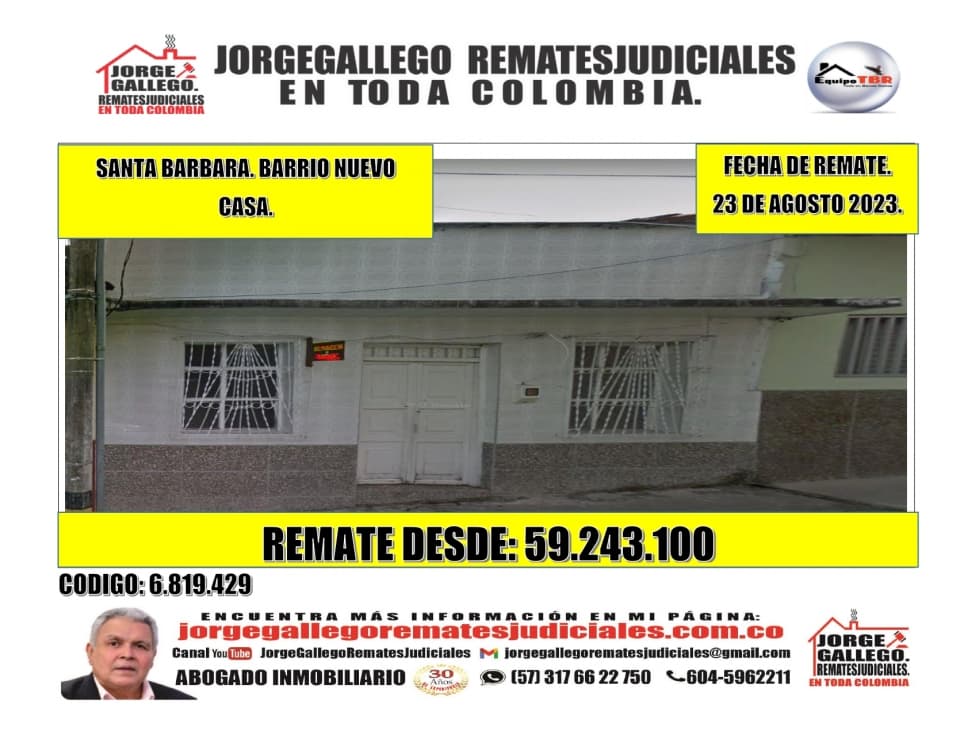Remate. Santa Barbara. Barrio Nuevo. Casa - 1