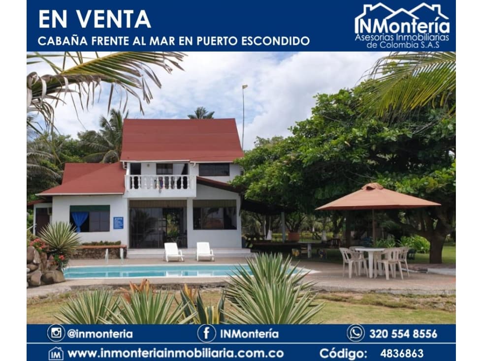 SE VENDE CABAÑA EN PUERTO ESCONDIDO CORDOBA - 1