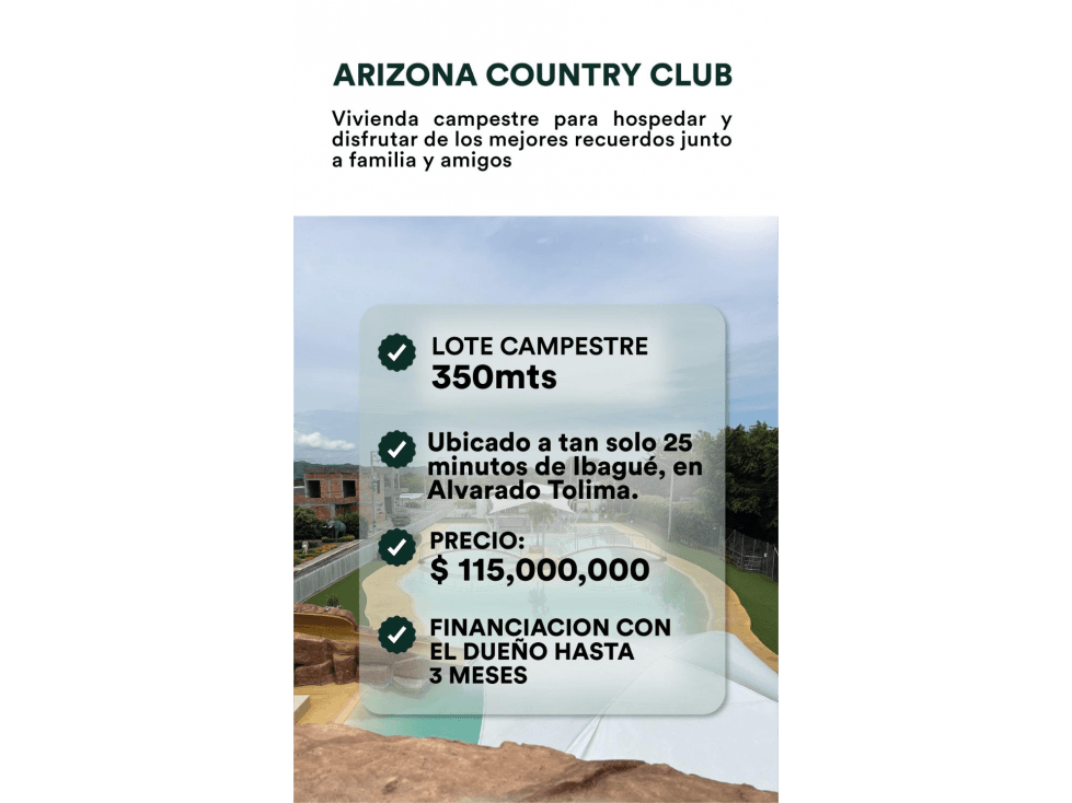 VENDO LOTE EN CONJUNTO CERRADO ARIZONA COUNTRY CLUB ALVARADO - 1